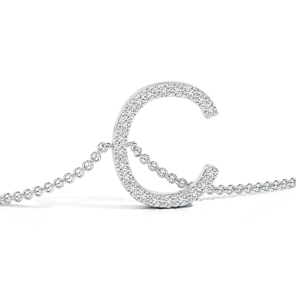1.2mm HSI2 Prong-Set Diamond Capital "C" Initial Bracelet in White Gold - side 1