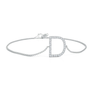 1.2mm GVS2 Prong-Set Diamond Capital "D" Initial Bracelet in White Gold