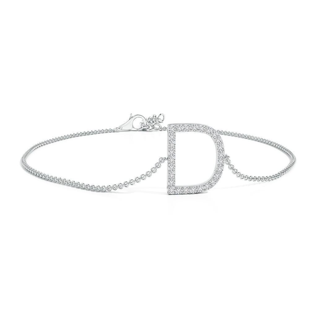 1.2mm HSI2 Prong-Set Diamond Capital "D" Initial Bracelet in White Gold