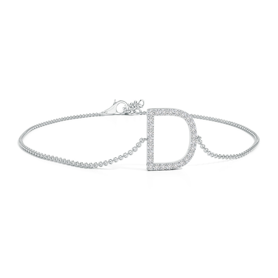 1.2mm HSI2 Prong-Set Diamond Capital "D" Initial Bracelet in White Gold 