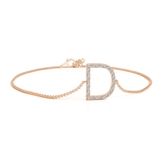 1.2mm IJI1I2 Prong-Set Diamond Capital "D" Initial Bracelet in Rose Gold