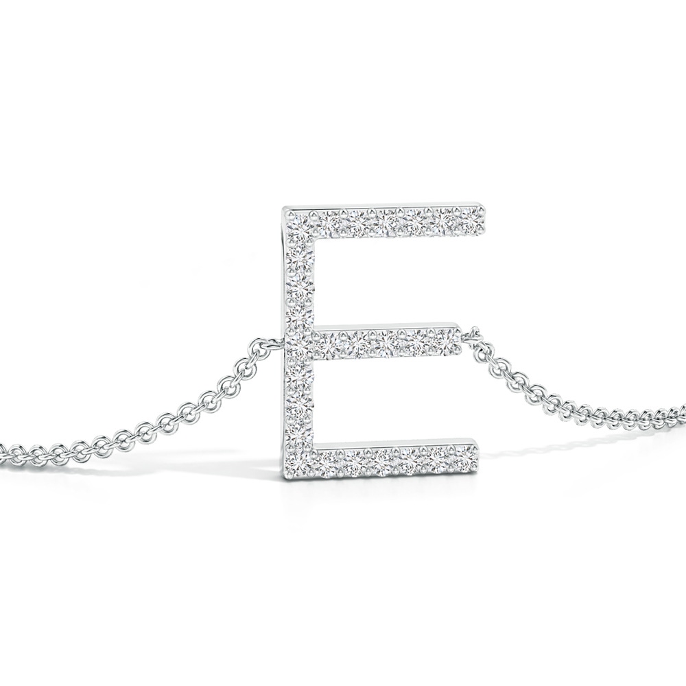 1.2mm HSI2 Prong-Set Diamond Capital "E" Initial Bracelet in White Gold Side 1