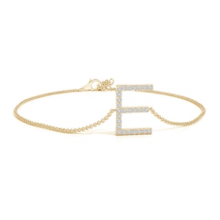 1.2mm HSI2 Prong-Set Diamond Capital "E" Initial Bracelet in Yellow Gold