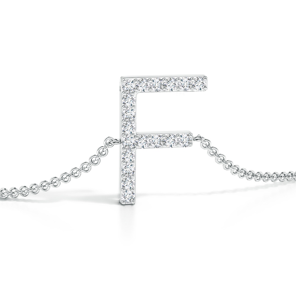 1.2mm GVS2 Prong-Set Diamond Capital "F" Initial Bracelet in White Gold - side 1