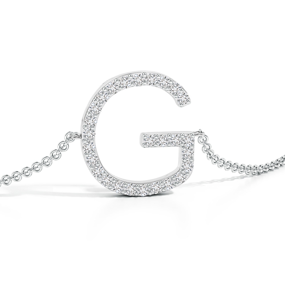 1.2mm HSI2 Prong-Set Diamond Capital "G" Initial Bracelet in White Gold - side 1
