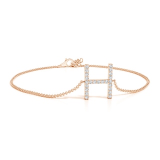 1.2mm GVS2 Prong-Set Diamond Capital "H" Initial Bracelet in Rose Gold