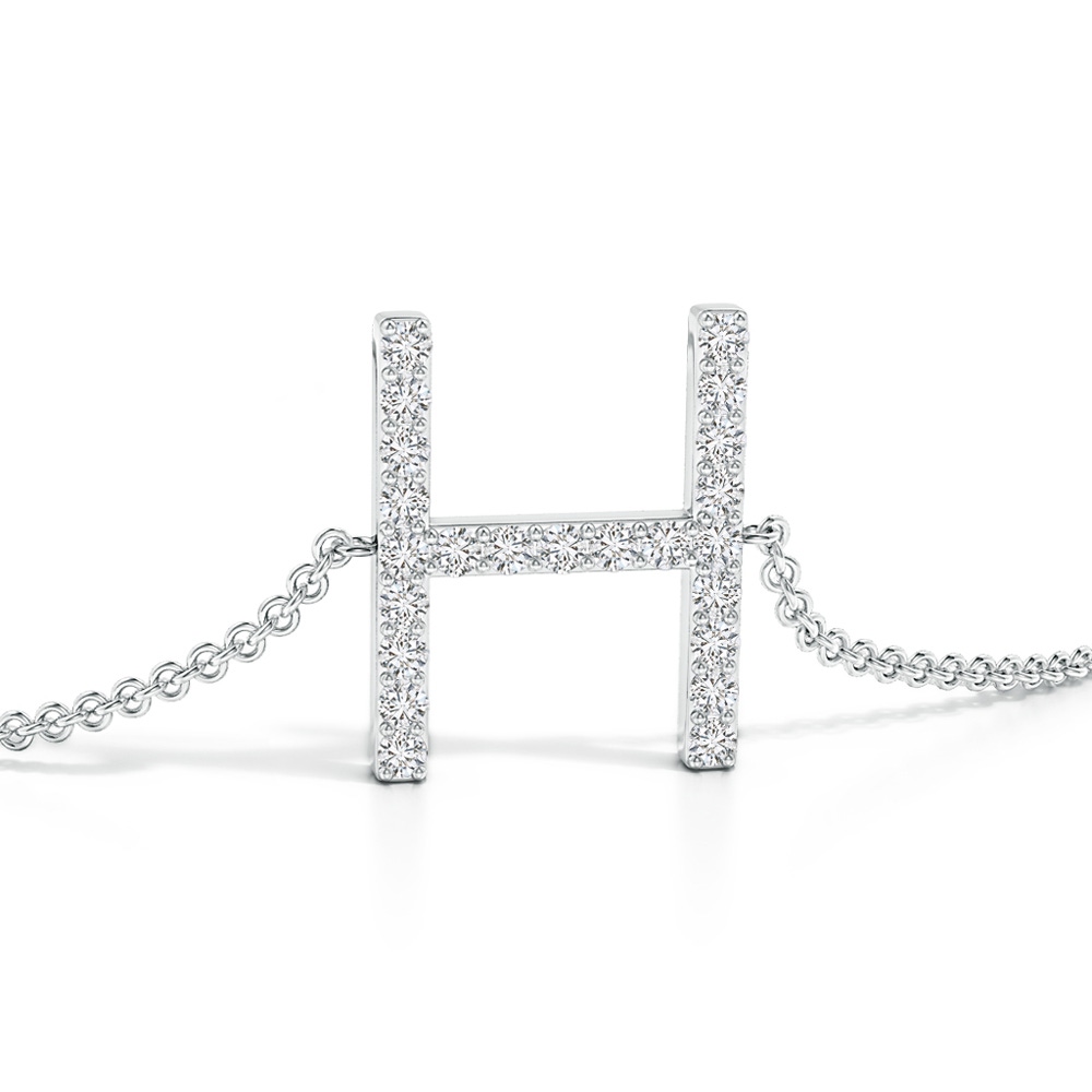 1.2mm HSI2 Prong-Set Diamond Capital "H" Initial Bracelet in White Gold - side 1
