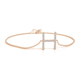 1.2mm IJI1I2 Prong-Set Diamond Capital "H" Initial Bracelet in Rose Gold