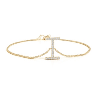 1.2mm HSI2 Prong-Set Diamond Capital "I" Initial Bracelet in Yellow Gold