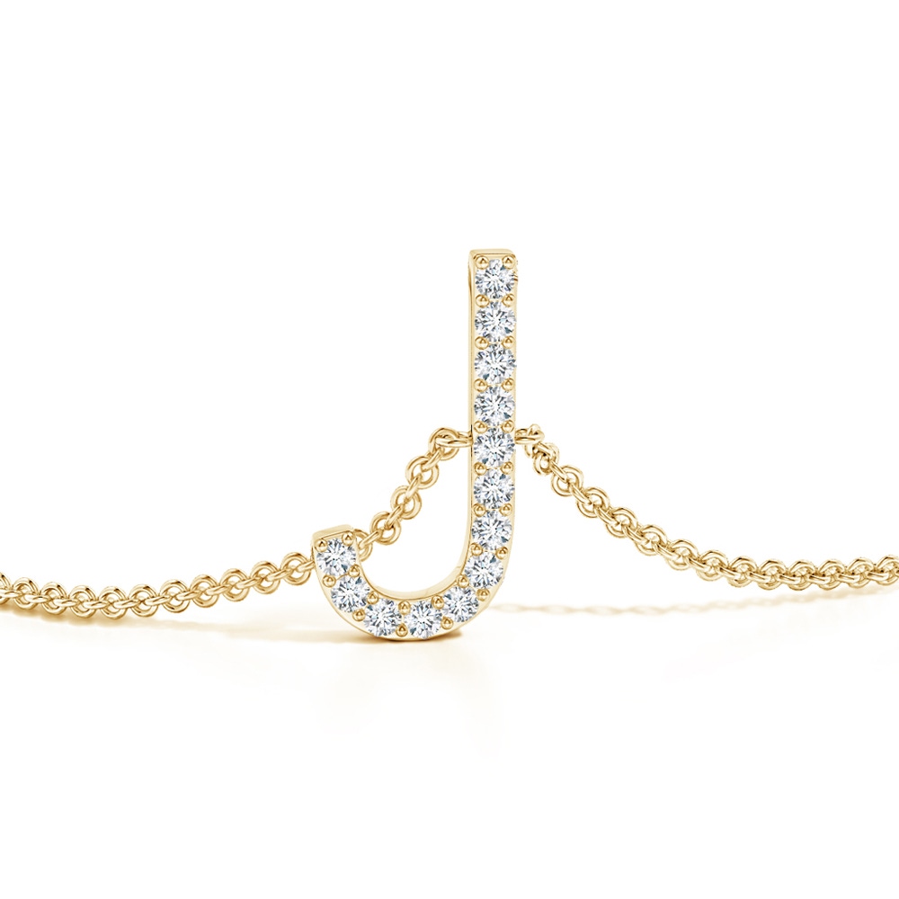 1.2mm GVS2 Prong-Set Diamond Capital "J" Initial Bracelet in Yellow Gold - side 1
