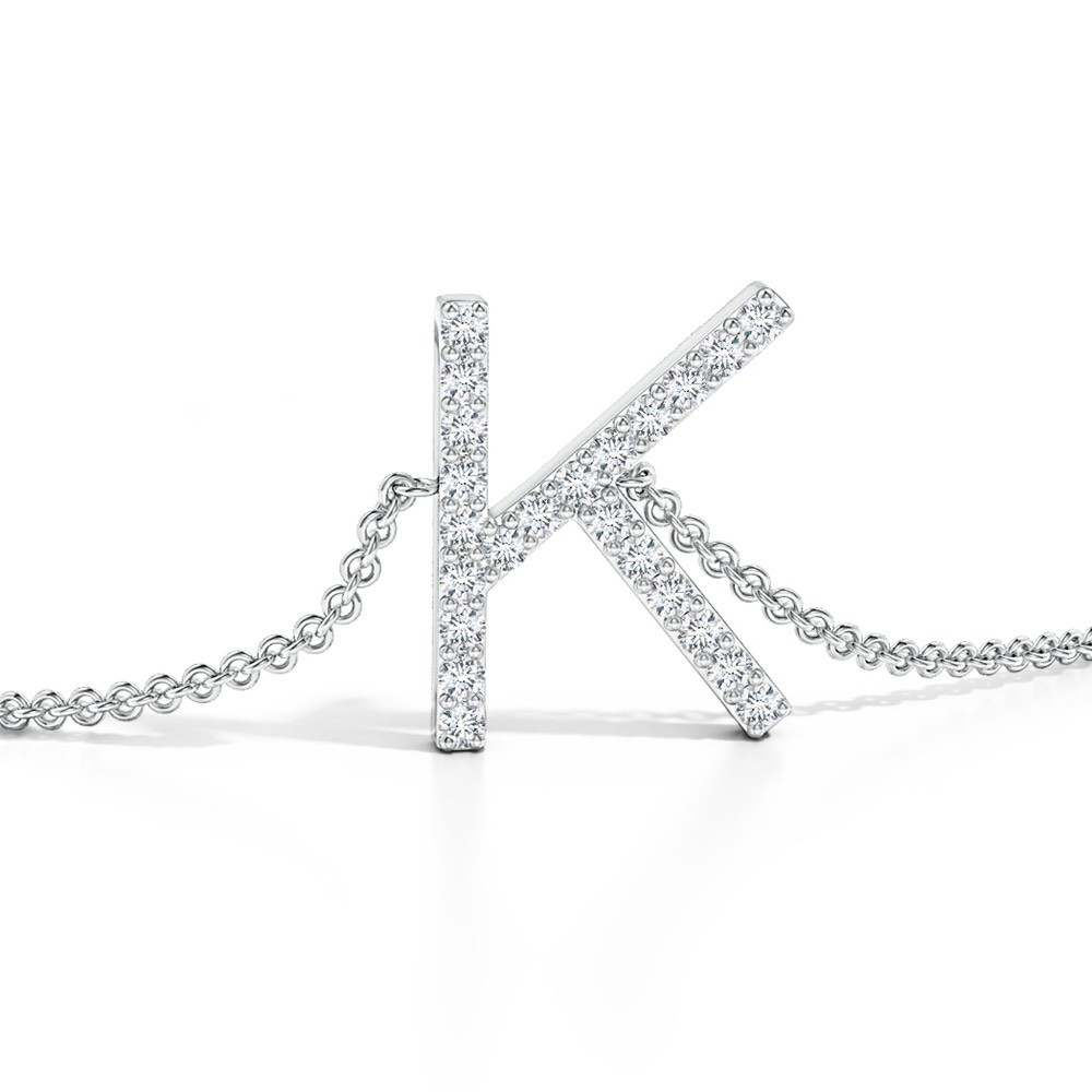 1.2mm GVS2 Prong-Set Diamond Capital "K" Initial Bracelet in White Gold - side 1