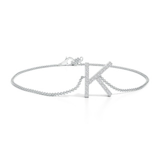 1.2mm HSI2 Prong-Set Diamond Capital "K" Initial Bracelet in White Gold