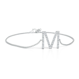 1.6mm GVS2 Prong-Set Diamond Capital "M" Initial Bracelet in White Gold