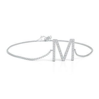 1.6mm HSI2 Prong-Set Diamond Capital "M" Initial Bracelet in White Gold