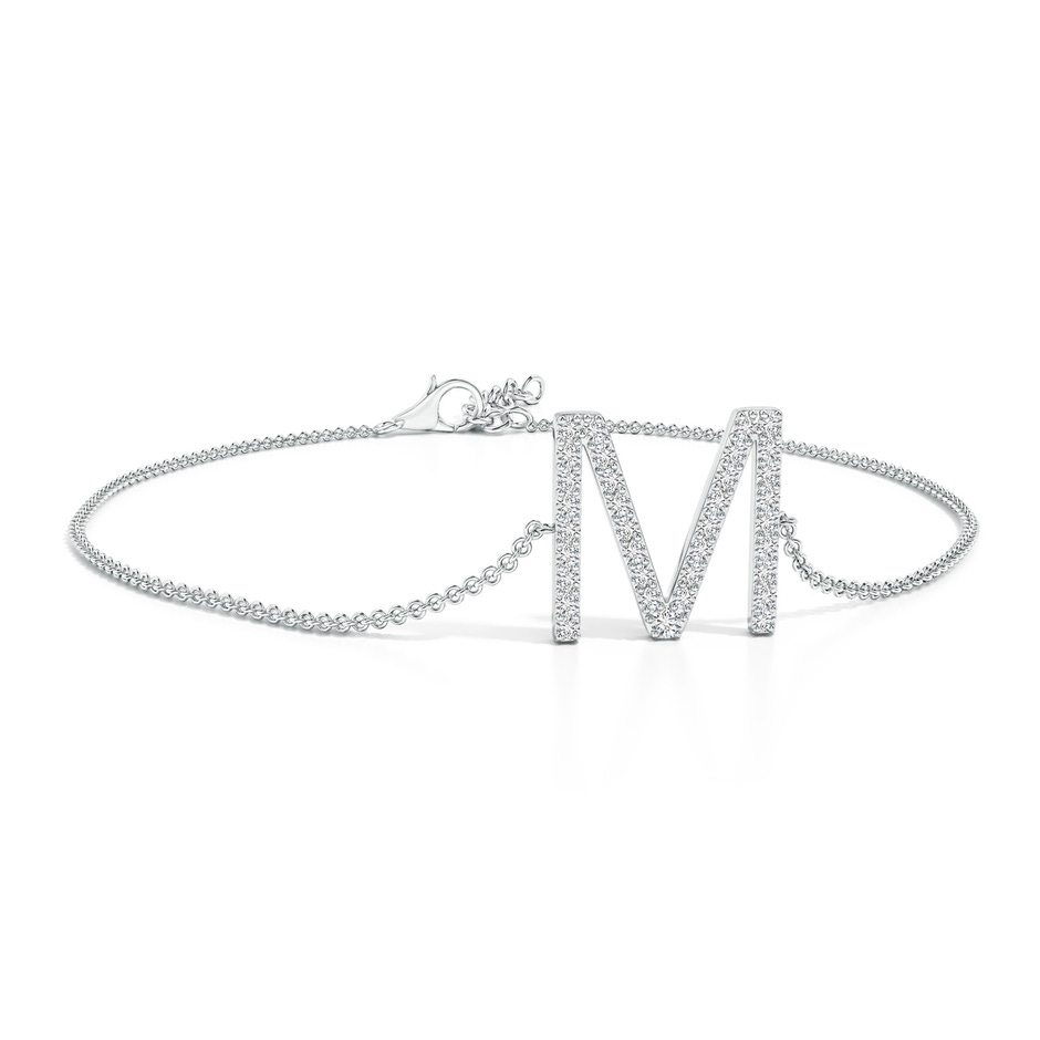 1.6mm HSI2 Prong-Set Diamond Capital "M" Initial Bracelet in White Gold 