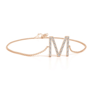 1.6mm IJI1I2 Prong-Set Diamond Capital "M" Initial Bracelet in Rose Gold