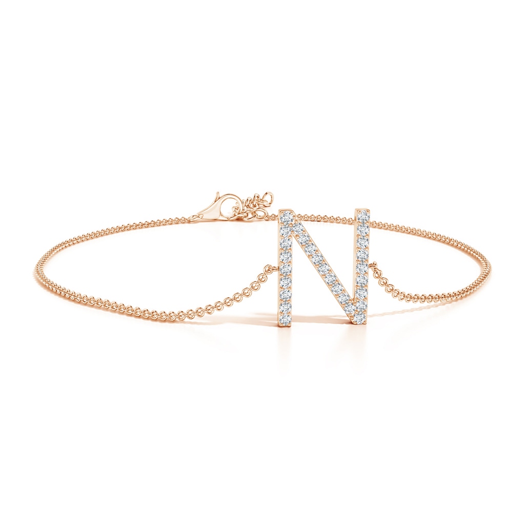 1.3mm GVS2 Prong-Set Diamond Capital "N" Initial Bracelet in Rose Gold