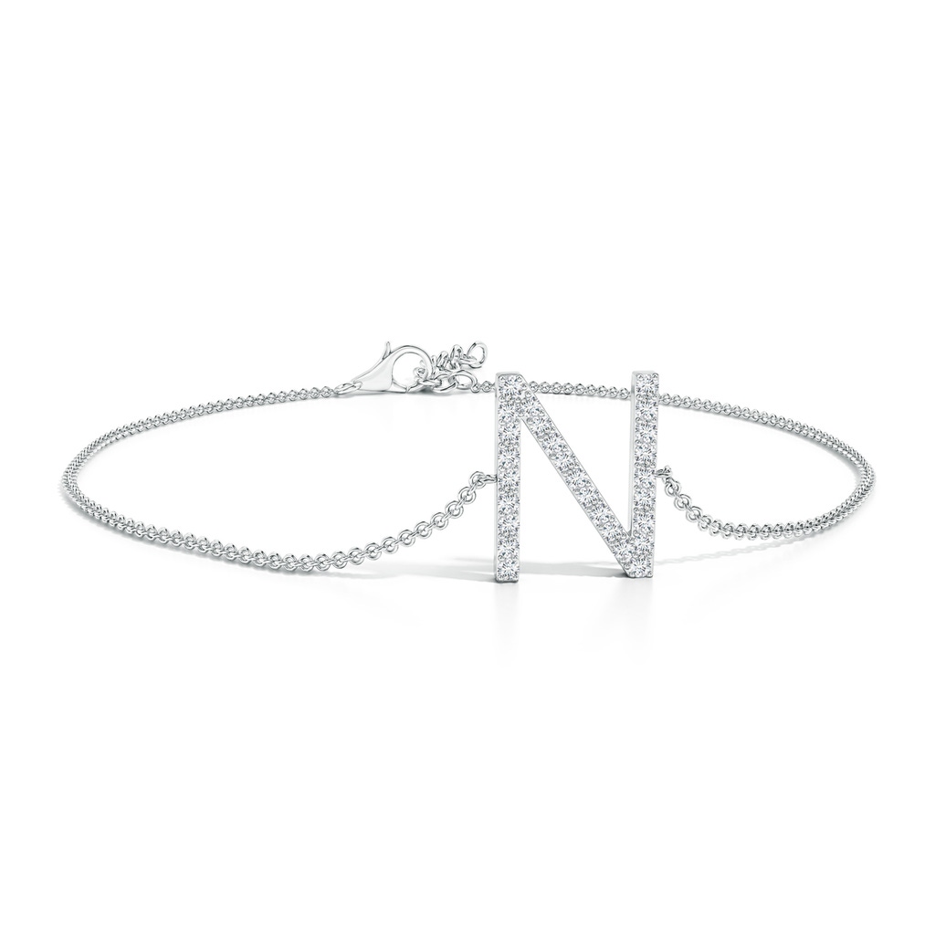 1.3mm GVS2 Prong-Set Diamond Capital "N" Initial Bracelet in White Gold