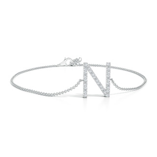 1.3mm GVS2 Prong-Set Diamond Capital "N" Initial Bracelet in White Gold