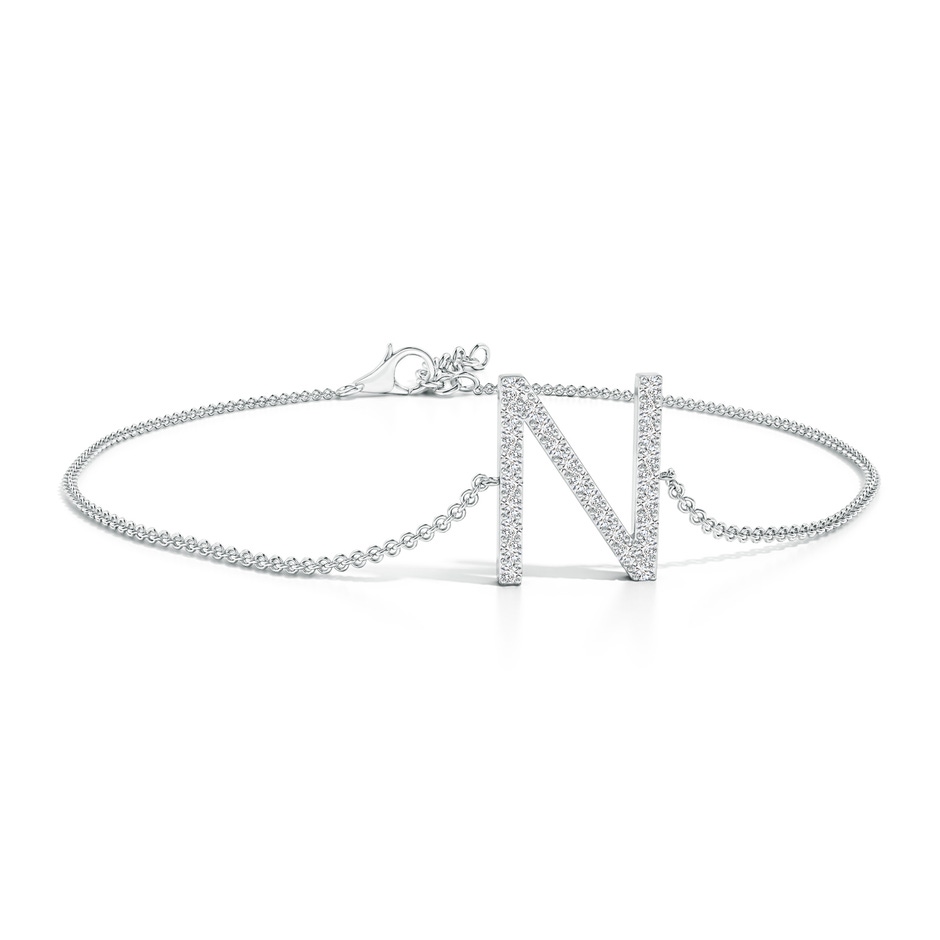 1.3mm HSI2 Prong-Set Diamond Capital "N" Initial Bracelet in White Gold 