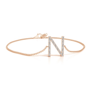 1.3mm IJI1I2 Prong-Set Diamond Capital "N" Initial Bracelet in Rose Gold