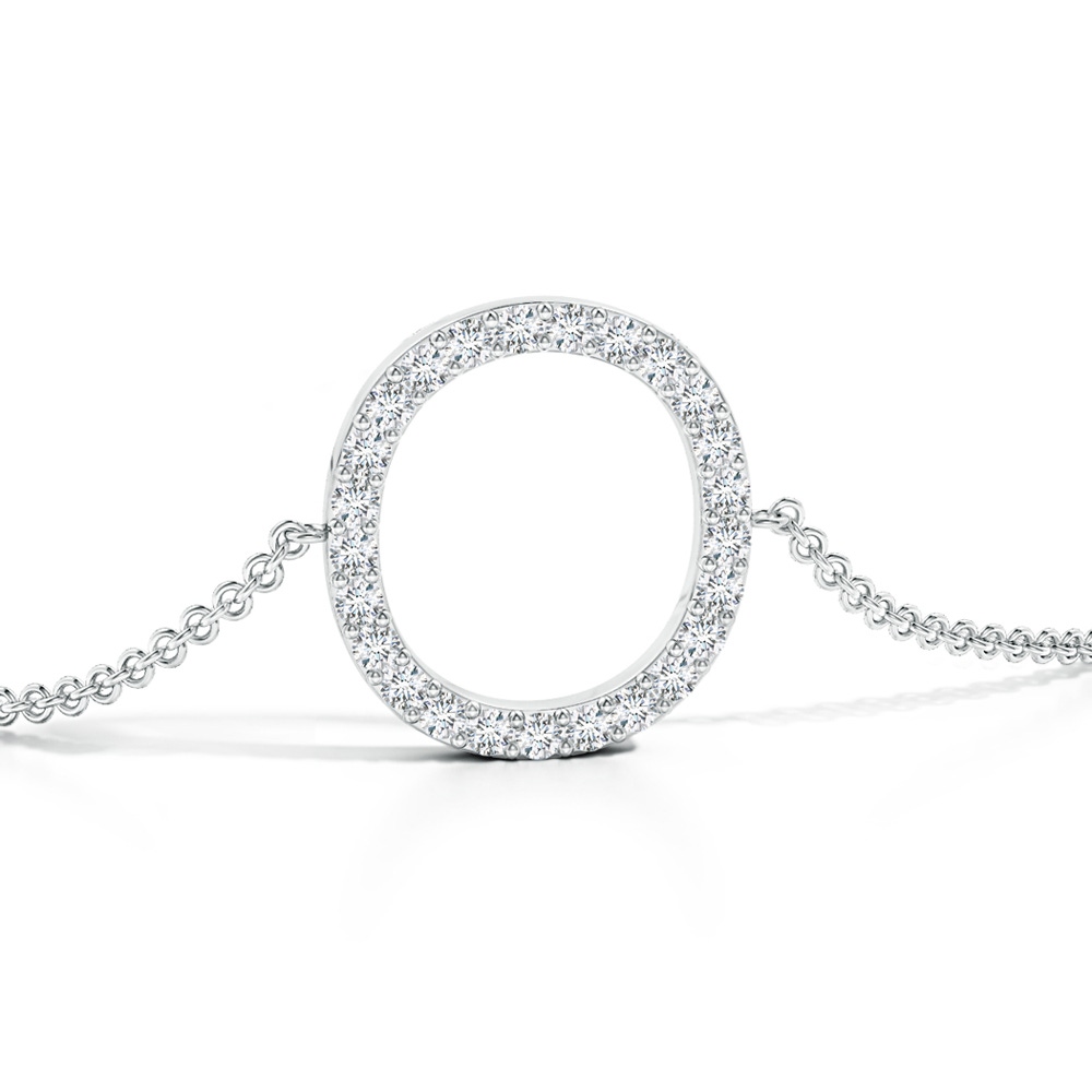 1.2mm GVS2 Prong-Set Diamond Capital "O" Initial Bracelet in White Gold - side 1