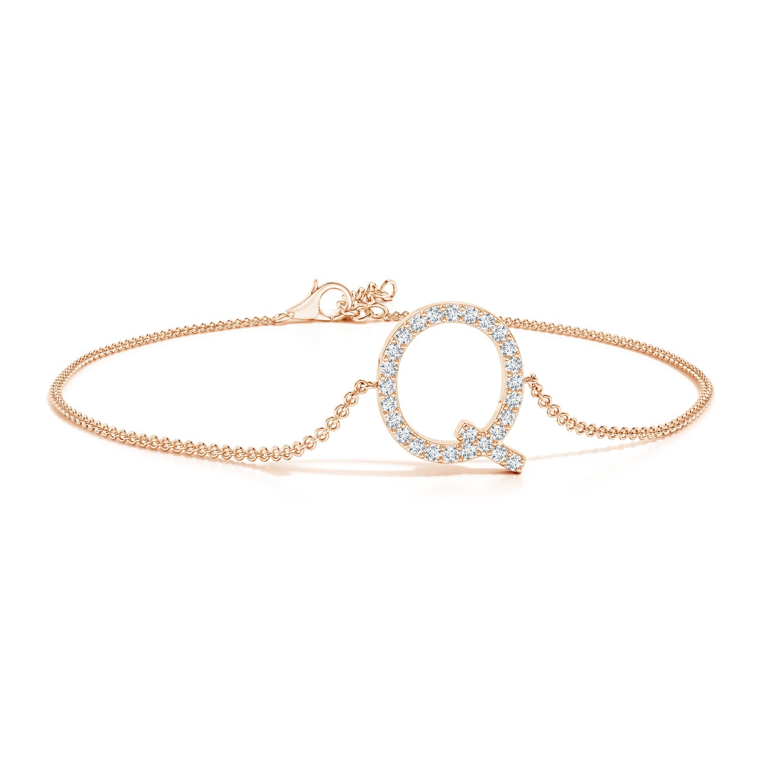 1.2mm GVS2 Prong-Set Diamond Capital "Q" Initial Bracelet in 18K Rose Gold