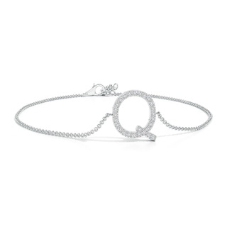 1.2mm HSI2 Prong-Set Diamond Capital "Q" Initial Bracelet in White Gold