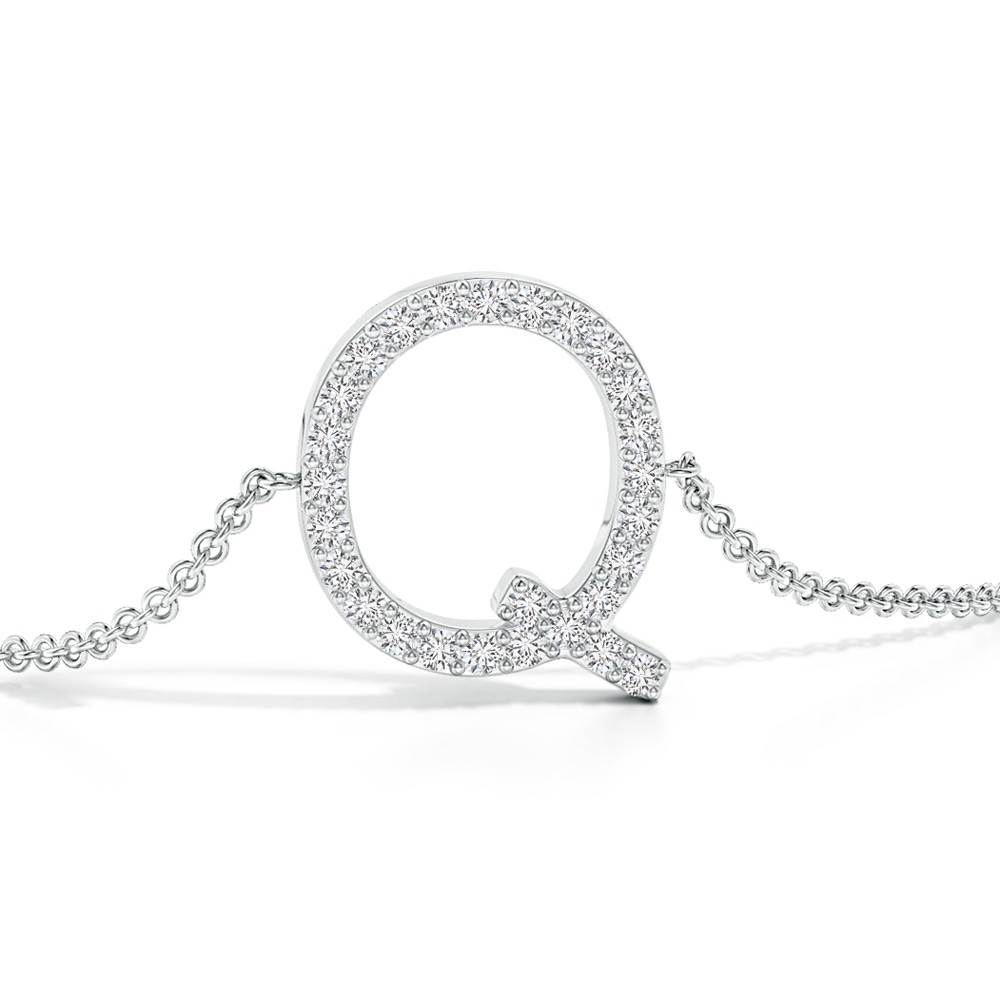 1.2mm HSI2 Prong-Set Diamond Capital "Q" Initial Bracelet in White Gold - side 1