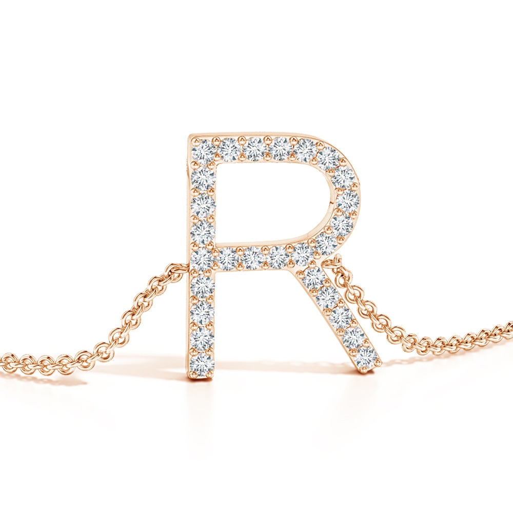 1.25mm GVS2 Prong-Set Diamond Capital "R" Initial Bracelet in Rose Gold - side 1