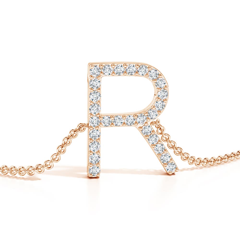 1.25mm GVS2 Prong-Set Diamond Capital "R" Initial Bracelet in Rose Gold