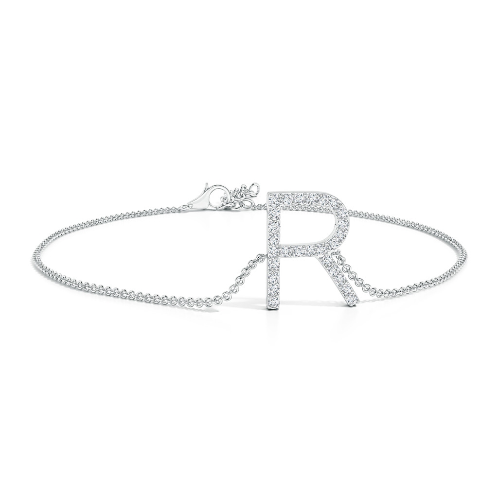 1.25mm GVS2 Prong-Set Diamond Capital "R" Initial Bracelet in White Gold