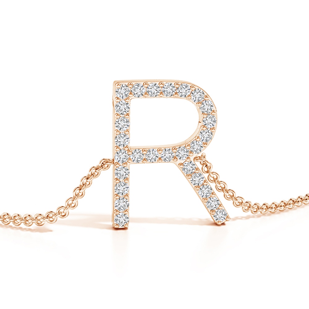 1.25mm HSI2 Prong-Set Diamond Capital "R" Initial Bracelet in Rose Gold Side 1