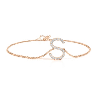 1.2mm GVS2 Prong-Set Diamond Capital "S" Initial Bracelet in Rose Gold