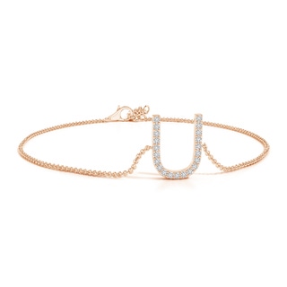 1.2mm HSI2 Prong-Set Diamond Capital "U" Initial Bracelet in Rose Gold