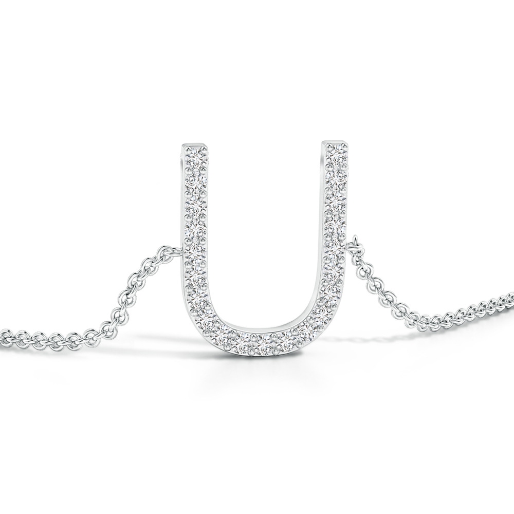 1.2mm HSI2 Prong-Set Diamond Capital "U" Initial Bracelet in White Gold - side 1
