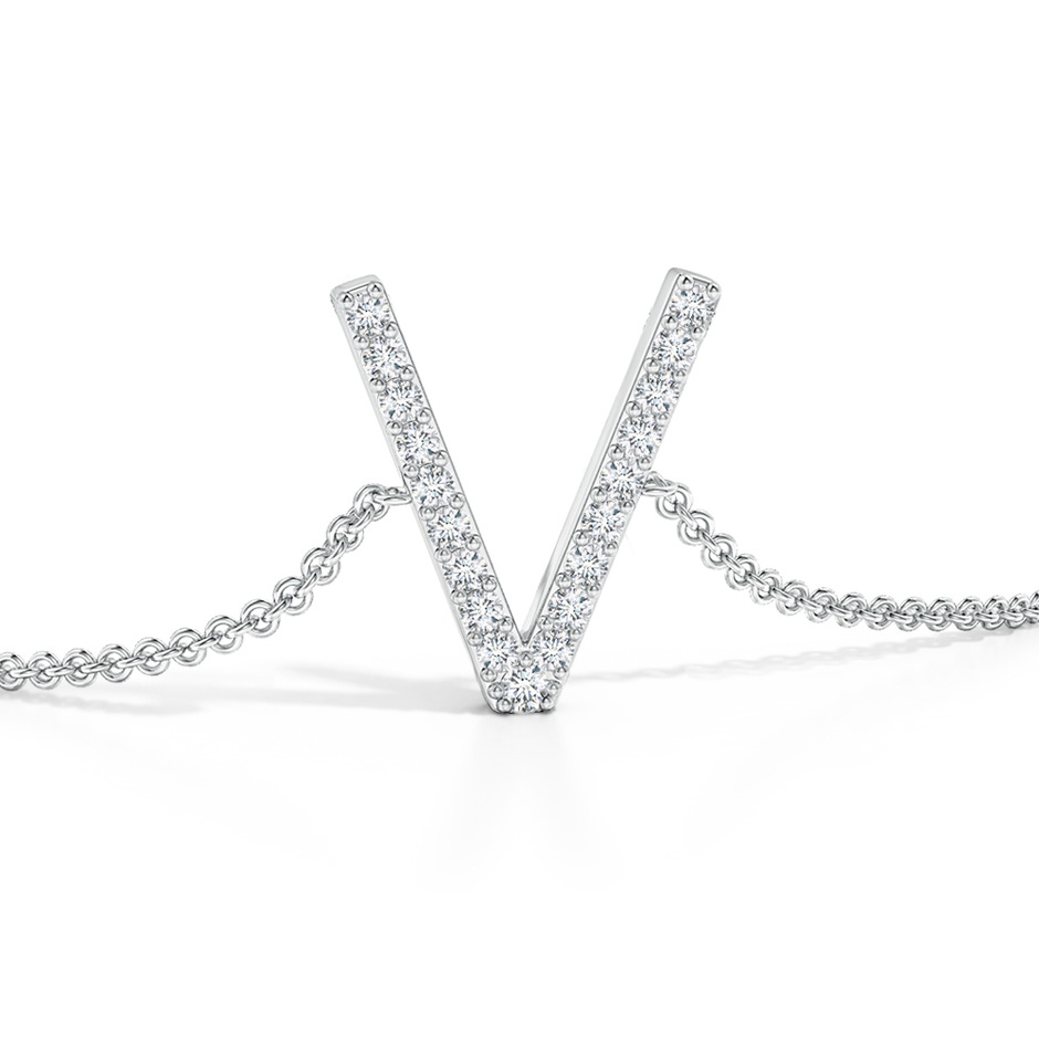 1.3mm GVS2 Prong-Set Diamond Capital "V" Initial Bracelet in White Gold side 1