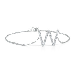 1.4mm GVS2 Prong-Set Diamond Capital "W" Initial Bracelet in White Gold