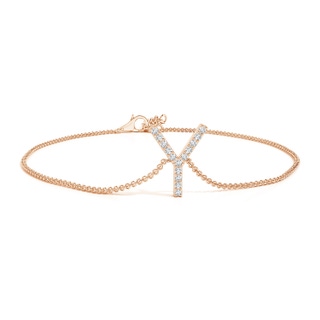 1.3mm GVS2 Prong-Set Diamond Capital "Y" Initial Bracelet in Rose Gold