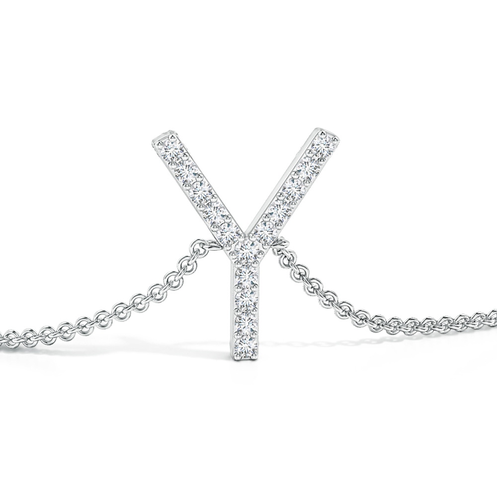 1.3mm GVS2 Prong-Set Diamond Capital "Y" Initial Bracelet in White Gold - side 1
