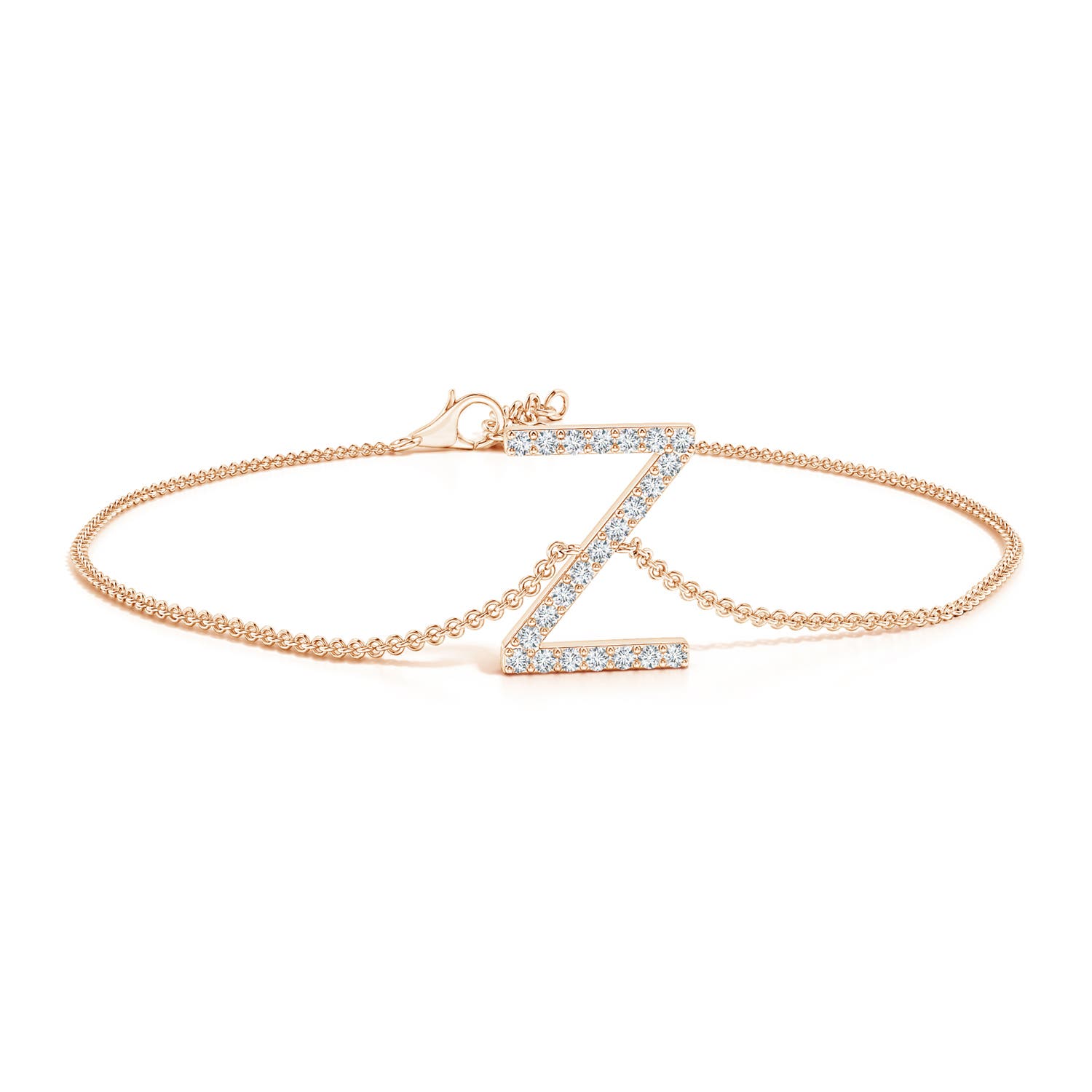 1.2mm GVS2 Prong-Set Diamond Capital "Z" Initial Bracelet in 18K Rose Gold