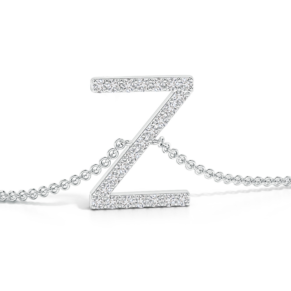 1.2mm HSI2 Prong-Set Diamond Capital "Z" Initial Bracelet in White Gold Side 1