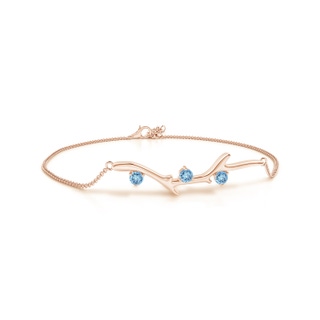 3mm AAAA Nature Inspired Round Aquamarine Tree Branch Bracelet in Rose Gold