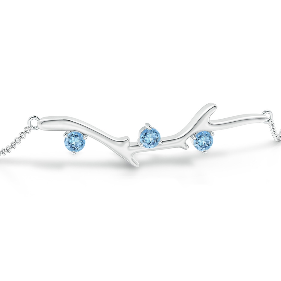 3mm AAAA Nature Inspired Round Aquamarine Tree Branch Bracelet in White Gold side 1