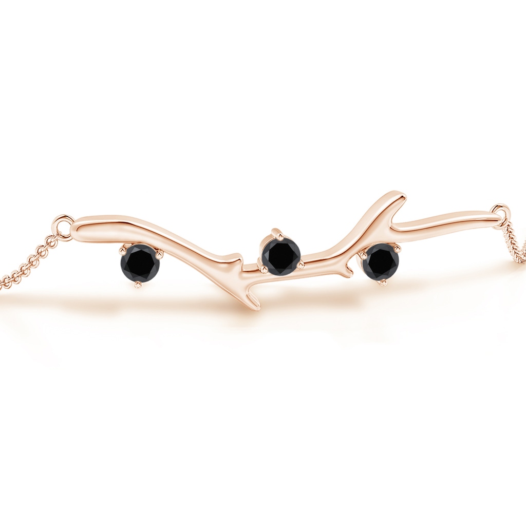 3mm AA Nature Inspired Round Black Diamond Tree Branch Bracelet in Rose Gold - side 199