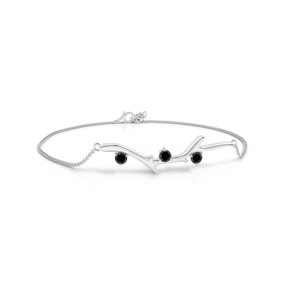 3mm AA Nature Inspired Round Black Diamond Tree Branch Bracelet in White Gold 