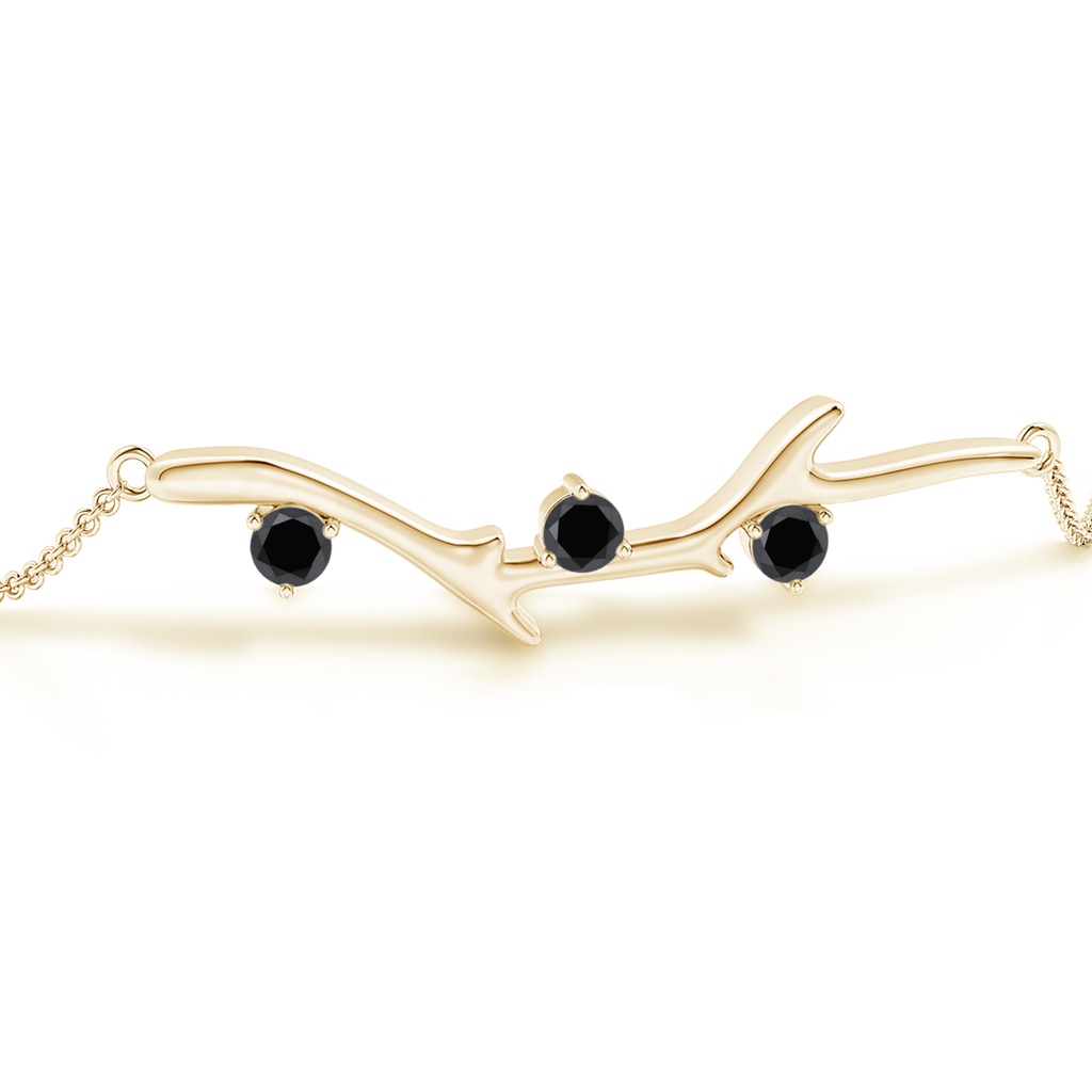 3mm AA Nature Inspired Round Black Diamond Tree Branch Bracelet in Yellow Gold - side 199