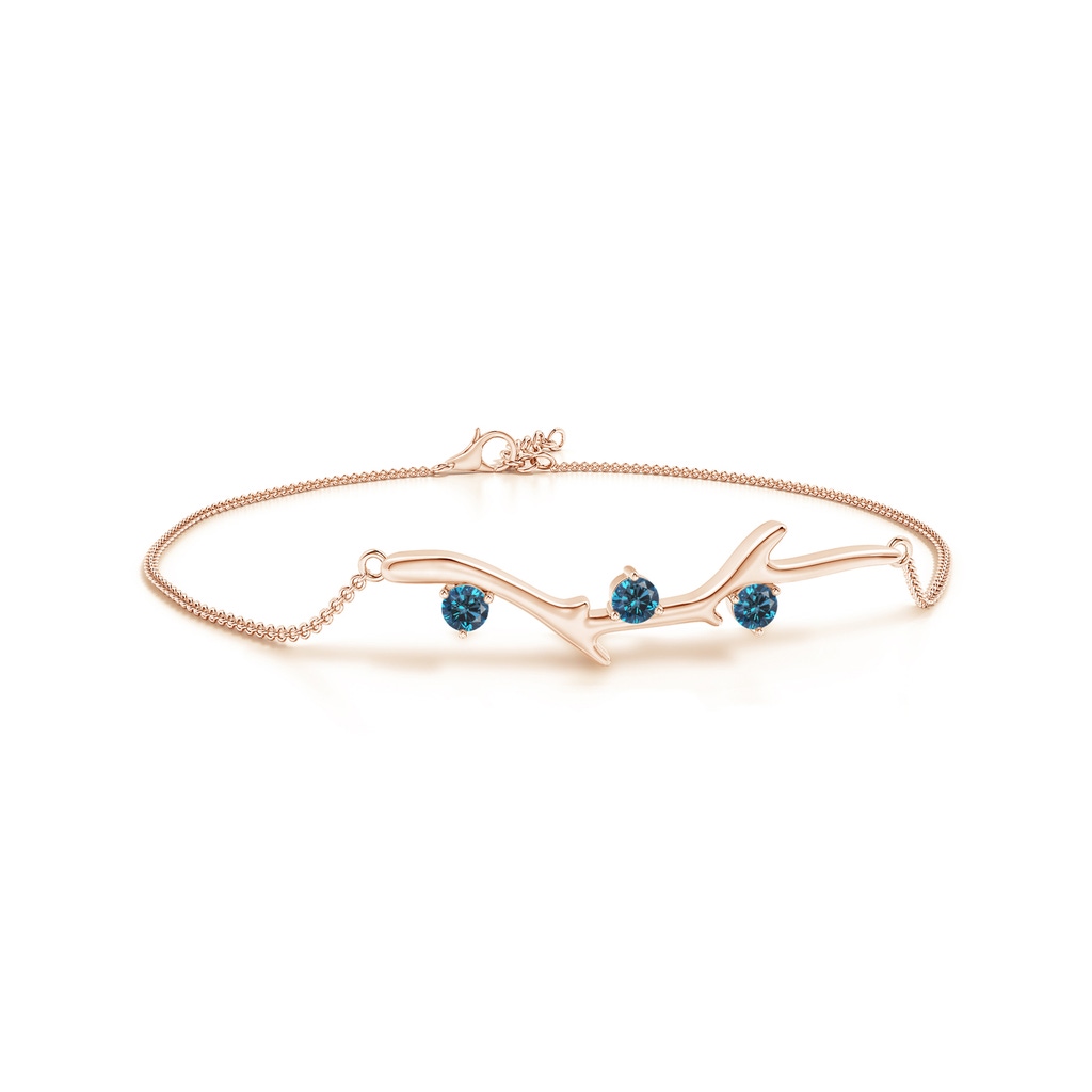 3mm AAA Nature Inspired Round Blue Diamond Tree Branch Bracelet in Rose Gold