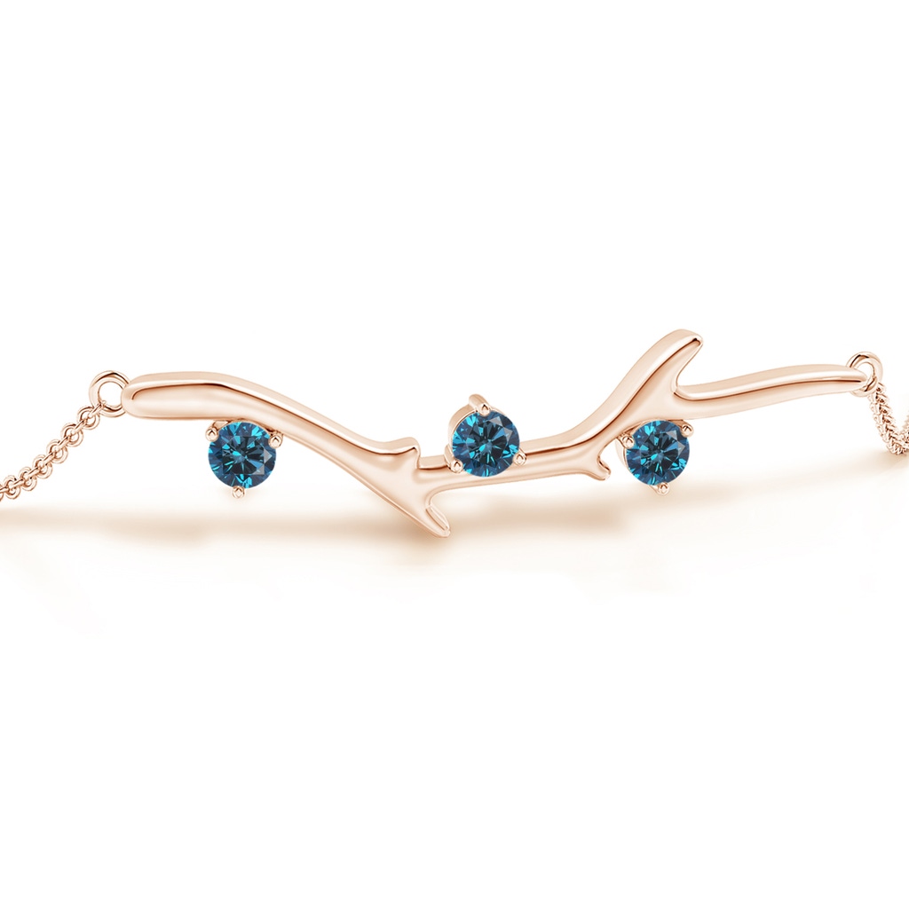 3mm AAA Nature Inspired Round Blue Diamond Tree Branch Bracelet in Rose Gold - side 199