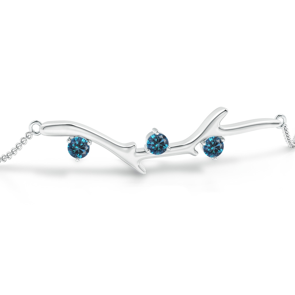 3mm AAA Nature Inspired Round Blue Diamond Tree Branch Bracelet in White Gold - side 199